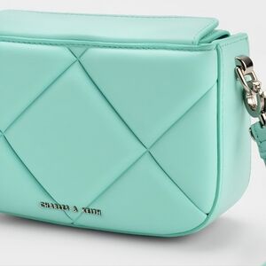 Charles & Keith Quilted Chunky Handle Mini Bag🩵💚